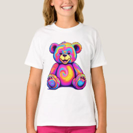 Hippie Teddy Bear Rainbow Psychedelic Bright Color Tシャツ