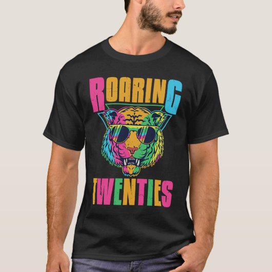 Hippie Tiger Roaring 20s Twenties Animal Tシャツ (正面)