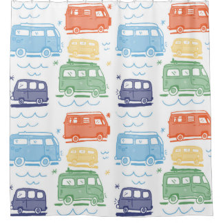 Hippie Van: 70カラフルsパターン シャワーカーテン