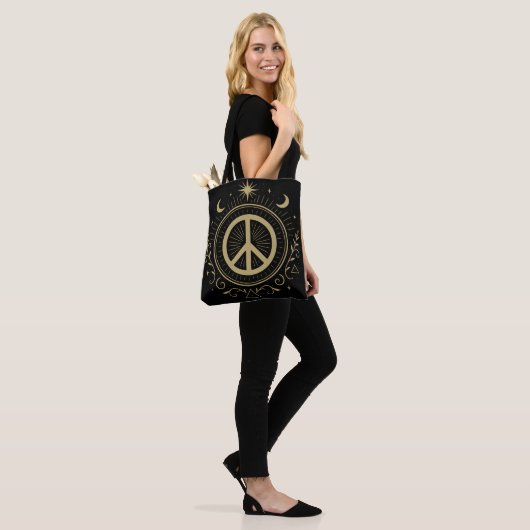 Hippie Witchy Peace Sign Mystical トートバッグ (モデル)