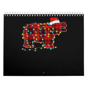 Hippoおもしろい Christmas Light Matching Family カレンダー