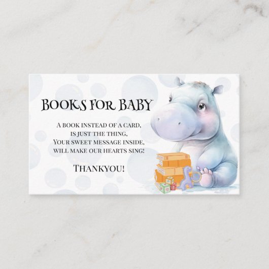Hippoをテーマにした赤ちゃんシャワーベビー エンクロージャーカード (正面)