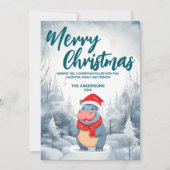 HIPPOメリーおもしろいクリスマスツリー雪ホリデーパーティー シーズンカード (正面)