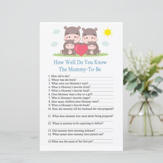 Hippo家族赤ちゃんシャワーゲームをどれだけ知っているか (スタンド正面)