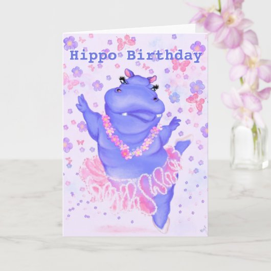 Hippo誕生日カードバレエダンサーHippo Your Text カード (蘭)