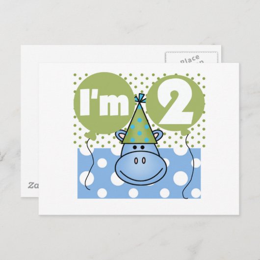 Hippo誕生日Tシャツとギフト ポストカード (正面/裏面)