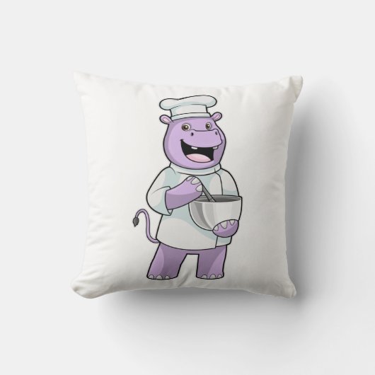 Hippo as Chef with Bowl クッション (正面)
