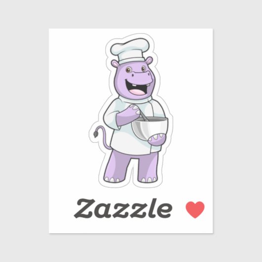 Hippo as Chef with Bowl シール (シート)
