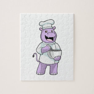 Hippo as Chef with Bowl ジグソーパズル