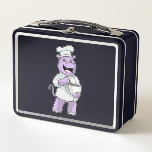 Hippo as Chef with Bowl メタルランチボックス