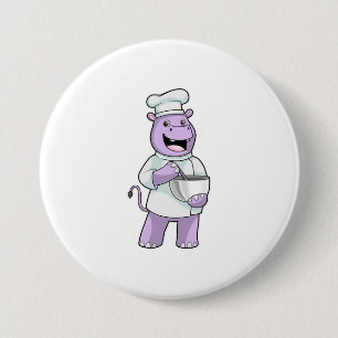 Hippo as Chef with Bowl 缶バッジ