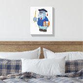 Hippo as professor with Book キャンバスプリント (インサイチュ (寝室))