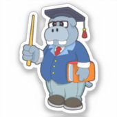 Hippo as professor with Book シール (正面)