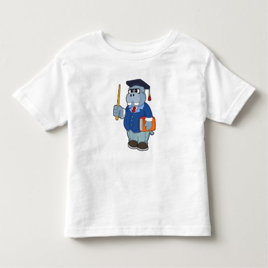 Hippo as professor with Book トドラーTシャツ (正面)