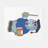 Hippo as professor with Book フリースブランケット (正面(横))