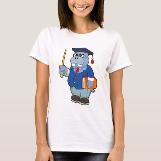 Hippo as professor with Book Tシャツ (正面)