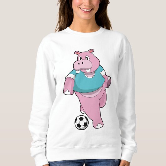 Hippo as Soccer player with Soccer.PNG スウェットシャツ (正面)