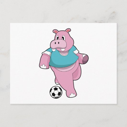 Hippo as Soccer player with Soccer.PNG ポストカード (正面)