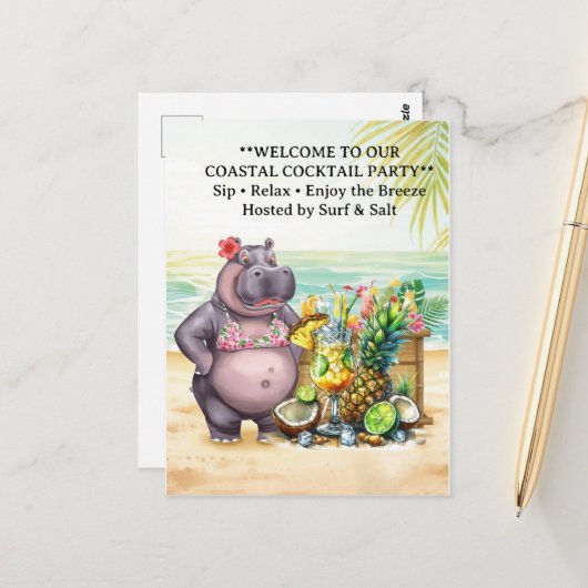 HIPPO BEACH Cocktail Party  Welcome message ポストカード (正面/裏面インサイチュ)