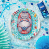 Hippo Bikini in Pool Party  ペーパープレート (パーティー)
