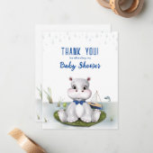Hippo Boy Baby Shower Thank You ノートカード (正面/裏面インサイチュ)