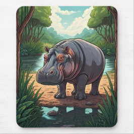 Hippo by the Riverside マウスパッド