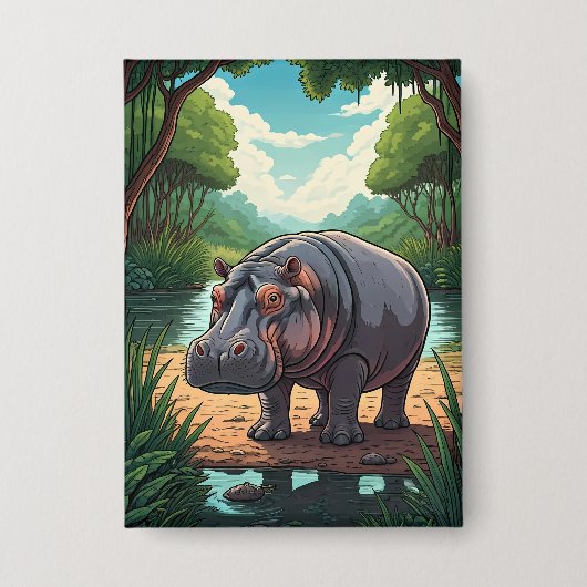 Hippo by the Riverside 缶バッジ (正面)