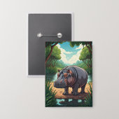 Hippo by the Riverside 缶バッジ (正面/裏面)