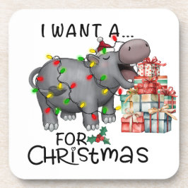 Hippo Christmasをテーマにした動物愛好家 コースター
