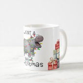 Hippo Christmasをテーマにした動物愛好家 コーヒーマグカップ (正面右)