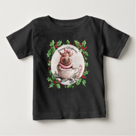 Hippo Christmasをテーマにした動物愛好家 ベビーTシャツ