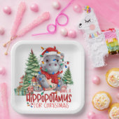 Hippo Christmasをテーマにした動物愛好家 ペーパープレート (パーティー)