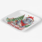 Hippo Christmasをテーマにした動物愛好家 ペーパープレート (傾斜あり)