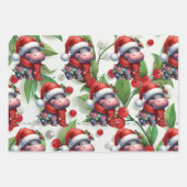 Hippo Christmasをテーマにした動物愛好家 ラッピングペーパーシート (正面3)