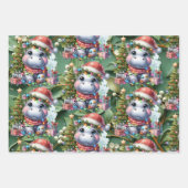 Hippo Christmasをテーマにした動物愛好家 ラッピングペーパーシート (正面2)