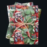 Hippo Christmasをテーマにした動物愛好家 ラッピングペーパーシート<br><div class="desc">紙シートを包む動物愛好家のためのHippo Christmasテーマ</div>
