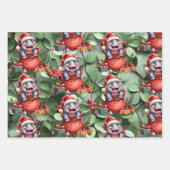 Hippo Christmasをテーマにした動物愛好家 ラッピングペーパーシート (正面)
