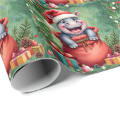Hippo Christmasをテーマにした動物愛好家 ラッピングペーパー (ロールコーナー)