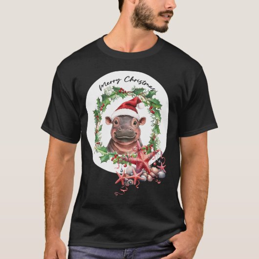 Hippo Christmas Themed for Animal Lovers Tシャツ (正面)