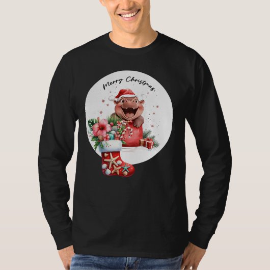 Hippo Christmas Themed for Animal Lovers Tシャツ (正面)
