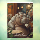 Hippo drinks coffee. Surreal style ウィンドウサイン (シート3)