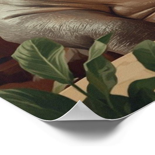 Hippo drinks coffee. Surreal style ポスター (角)