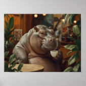 Hippo drinks coffee. Surreal style ポスター (正面)