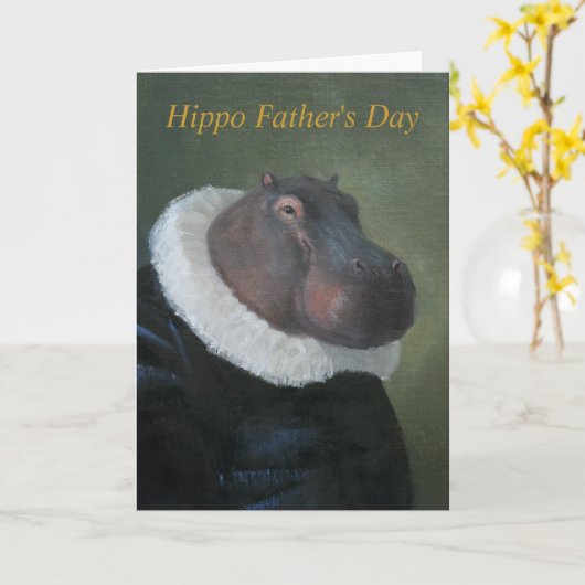 Hippo Father's Day Greeting Card カード (黄色い花)