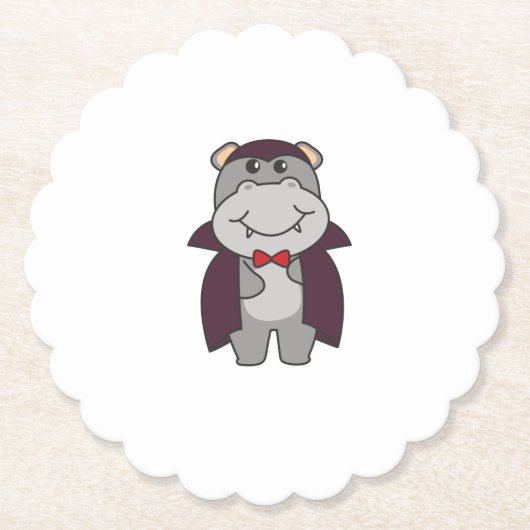 Hippo Halloween Cute Devil Vampire Costume ペーパーコースター (正面)