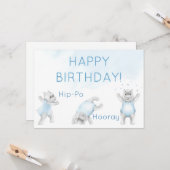 Hippo Hooray Somersault Birthday カード (正面/裏面インサイチュ)