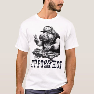 Hippo Hop DJ - おもしろいヒップホップHippo Tシャツ