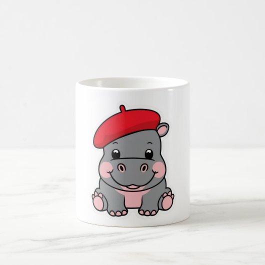 Hippo in a Beret – かわいいアーティストフランスのHippo コーヒーマグカップ (中央)