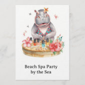  Hippo in Bikini Manicure Coastal Beauty beach spa 招待状 (正面)
