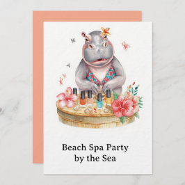  Hippo in Bikini Manicure Coastal Beauty beach spa 招待状